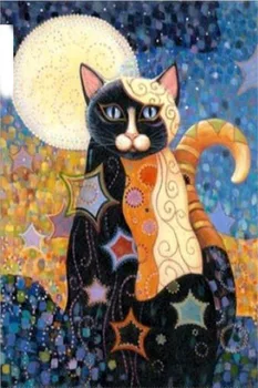 30x40x50x60x70 diamond tapybos 5D kvadratiniu mozaika, siuvinėjimas Kryželiu Mielas gyvūnų lovely cat 