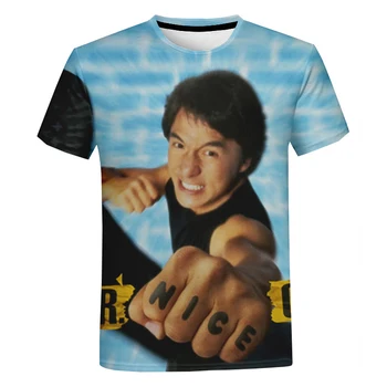 2021 Vasaros Naują Stiliaus Kung Fu Filmų Žvaigždė Jackie Chan Unisex 3D Spausdinimo Modelis Atsitiktinis Apvalios Kaklo trumpomis Rankovėmis T-shirt 2XS-5XL - 