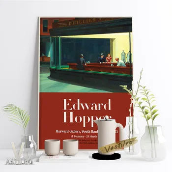 Edward Hopper Paroda Muziejaus Plakatą Nighthawks Retro Sienos Meno Tapybos Drobės Ryto Saulė Niujorko Filmų Galerija, Namų Dekoro - 