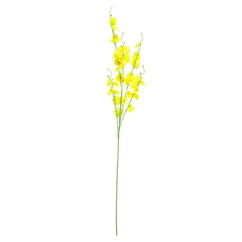 Vienu filialu Dirbtinių Gėlių Šokių Orchidėja Netikrą Gėlių Geltonos spalvos Plastiko Phalaenopsis Vestuvių Puokštė 
