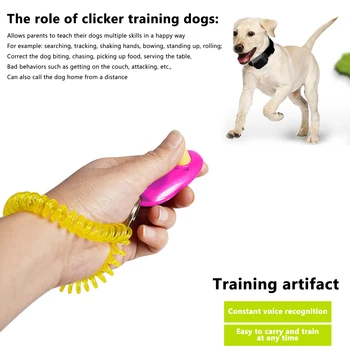 Naminių Gyvūnų, Šunų Mokymo Clicker Universalus Gyvūnų Šunų Treneris Garso Paklusnumo Pagalba, Riešo Dirželis, Mokymo Priemonė, Naminių Gyvūnų Reikmenys, Šunų Reikmenys - 