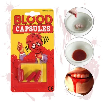 3pcs Helovinas pranešk apie Netikrą Kraujo Tabletes Raudonos Kapsulės Cosplay Šalies Siaubo Kraujavimas Juokinga Rekvizitai Saugos Pokštas Siaubo Išdaiga Jaudinantis Žaislas - 
