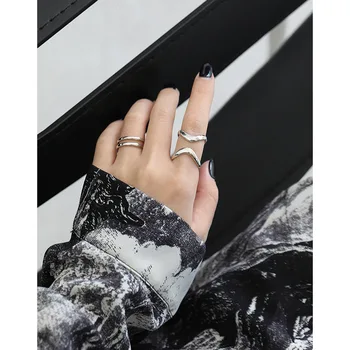 Korėjos versija Instagram nišą dizaino prasme neteisėtų linija S925 gryno sidabro žiedas moterų dvigubo sluoksnio twist 2021 - 