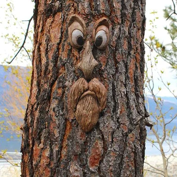 Vyras Tree Hugger Medžio Veido Apdailos 3D Veido Statula, Skulptūra Realus Kieme Meno Lauko Tree Hugger Sodo Dekoro Peeker - 