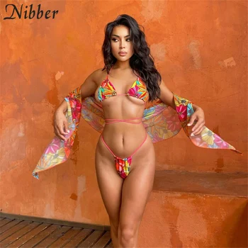 Nibber Vasaros Y2k Seksualus 3 Trijų Dalių Rinkinys Moterims Atostogų Komplektus Tvarstis Apynasrio Bikini+Diržas+Nuimamas Sijonas Atitikimo Rinkinys - 