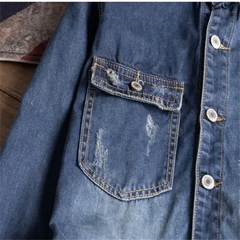 Vyriški ilgomis rankovėmis džinsinis kombinezonas retro stiliaus atvartas džinsus ir atvartas, hip-hop darbo drabužiai atsitiktinis kelnės - 