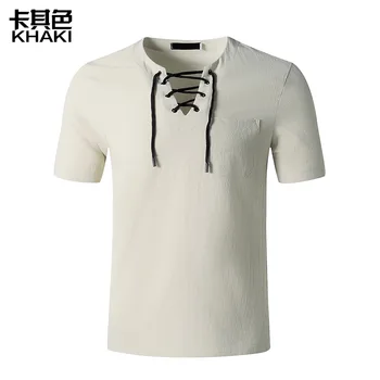 Vyrų Mados Atsitiktinis Kung Fu marškinėliai Medvilniniai Skalbiniai T-shirt Hip-Hop V-Kaklo Jogos Viršų - 