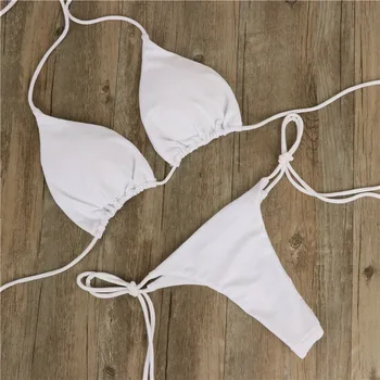 Moterų maudymosi Kostiumėliai, Sexy V Kaklo Bikini Komplektas Paplūdimio Žiedas Bikini Dviejų dalių Komplektas Vasaros maudymosi kostiumėlį Mados vientisos Spalvos 2021 - 