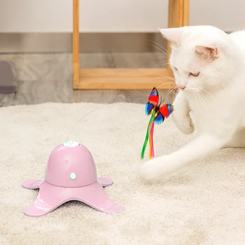 Elektroninių Naminių Kačių Žaislas Smart Automatinė Funny Cat Naudotis Žaislas Elektros Sukasi Kačiukas Žaislai Drugelis Cat Stick Interaktyvus Žaislas - 