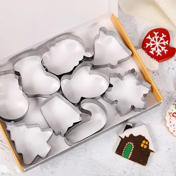8pcs Kalėdų Cookie Cutters Nustatyti Moldes Para Galletas De Navidad Nerūdijančio Plieno Maisto Klasės Sniego Slapukus Karpymo Įrankis - 