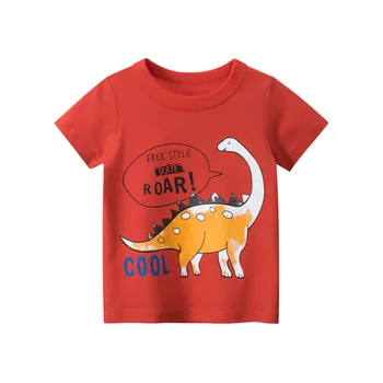 2021 T Shirts Vaikų Mados Vasaros Berniukas Drabužius trumpomis Rankovėmis Medvilnės Vaikai Viršūnes Tees Dinozaurų Animacinių filmų Marškinėliai Kūdikių Berniukų Vaikai - 
