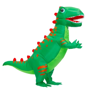 Talismanas Suaugusiųjų Dino Pripučiamas Kostiumas Helovinas Žalias Dinozauras, Anime Cosplay Kostiumai, Juokingas Animacinių filmų Kalėdų Vakarėlį Jumpsuit - 