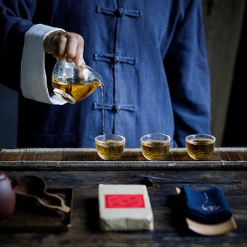 WIZAMONY 210ml Karšto Pardavimo Japoniško Stiliaus arbatos rinkinys, arbatinukas Karščiui atsparios Stiklo Teaware Arbatos Ąsotis tikroji puodelis Cha hai Gongdao Teacup - 