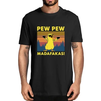 2021 Juokinga Vištienos Pew Pew Madafakas Gangsteris Meme T-Shirt, Derliaus Vyrams Medvilnė Tee Viršų - 