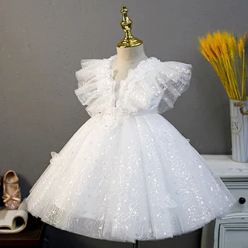 2-12 Metų Paaugliams Mergina Dress vasaros vestuvių balta Mergina Suknelė Princesė Formalaus Grožio Konkurso Suknelė Šalies vaikų suknelė Mergina - 