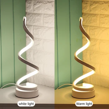 Šiuolaikinių LED Spiralės Stalo Lempos Lenktas Stalas Naktiniai staleliai, Lempa šaltai Balta Šiltai Balta Šviesos gyvenamojo Kambario, Miegamojo, Skaitymo Apšvietimas - 