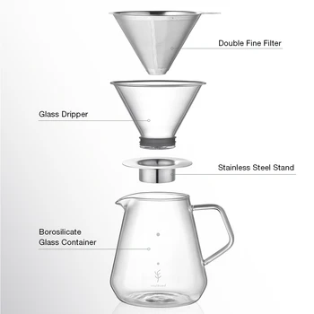 800ml Stiklo Kavos Virdulys Cafetera Alaus Apipilti Kavos virimo aparatas Hot Pot Dripper Barista su Nerūdijančio Filtras/Scoop Kavinė - 