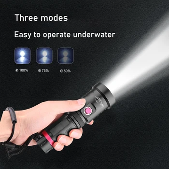 Povandeninis led žibintuvėlis fakelas XHP70.2 XHP70 Nardymo Karinės Itin Šviesus Lanterna IPX8 Žibintų povandeninės medžioklės Zaklamp - 