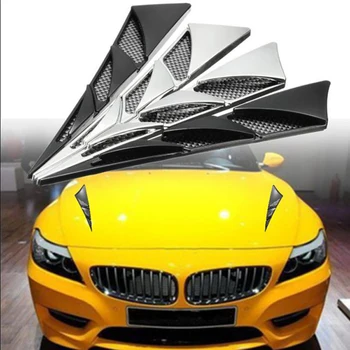 2vnt Automobilių Stilius Universaliųjų Automobilių Dekoratyvinis Oro Įsiurbimo Pusėje Srauto Kapoto Išlieti Padengti 3D Lipdukas, Automobilių Ryklio Žiaunos Kūrybos Lipdukai - 