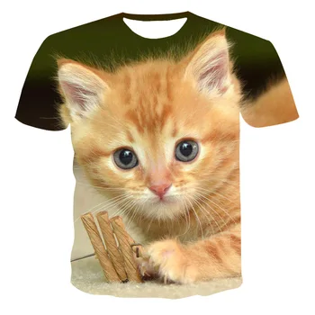 3D Katė Print T-shirt Vyrai/Moterys Vasarą Mielas Gyvūnų Trumpas Rankovėmis Stiliaus Atsitiktinis O-Kaklo Gyvūnų Spausdinti Katė Streetwear Marškinėliai - 