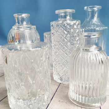 Paprastas Skaidrus Stiklas Maža Vaza Šiaurės Apdailos Kambarį Gėlių Namuose Vazos Aromaterapija Butelis - 