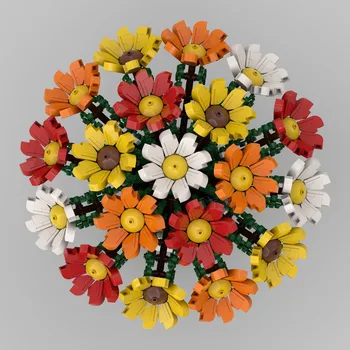 1963Pcs SS-60822 Gėlių Puokštė Plytų Mažų Dalelių 
