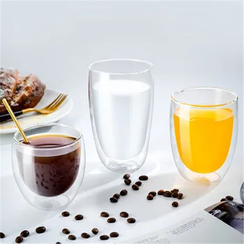 6Pcs Dvigubos Sienos Sluoksniai Stiklo Izoliuotas Pieno Kavos Puodelis Puodelis Šilumos Atsparus Sveika Gerti Arbatos Puodeliai Skaidrus Drinkware - 