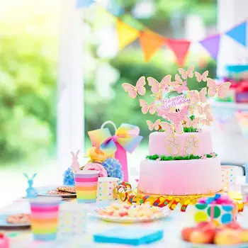 Tortas Toppers Happy Birthday Cake Toppers Rankų Darbo Dažytos Vestuvių, Gimtadienio Tortas Drugelis Dekoravimui Šalies Kepimo Reikmenys - 