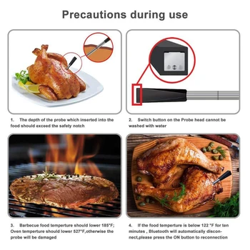 Belaidžio Mėsos Kepsnys Termometras už Orkaitė Grilis GRILIS Rūkalius Rotisserie Virtuvės Smart Digital 