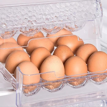 Dvigubo Sluoksnio Kiaušinių Laikiklį Kiaušinių Maisto Konteineryje Organizuoti Stalčių Kiaušinių, Daržovių Ir Virtuvės Produktai Šaldytuve Kiaušinių Dėžutės - 