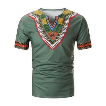 2021 Naujas Atvyko Folk-custom T-marškinėliai Vyrams, Vasaros Atsitiktinis Afrikos Spausdinti V-Kaklo Megztinis trumpomis Rankovėmis T-shirt Viršuje Palaidinė camiseta - 