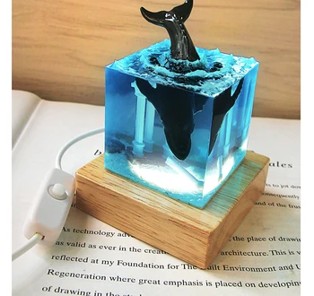 [TML] Rankdarbių jūrų papuošalai jūros banginių žuvų bakas naktį šviesos Dervos kristalų automobilių ornamentu namų stalo Puošmena modelis dovana - 