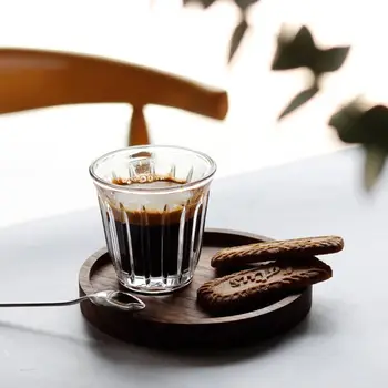 Vertikalios Juostelės Stiklo Espresso Kavos Puodelio, Atsparus Karščiui Stiklas Kavos Puodelis Namų Kavinė 