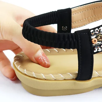 Moterų Sandalai Kurortai Kojų Po Masažo Kristalų Gėlių Spausdinti sandalai Aukštos Kokybės Minkštas Ponios Vasaros Sandalai 2021 Naujas - 
