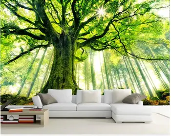 3d tapetai pasirinktinius nuotraukų freskos žalią medį miško fone sienos kambarį namų dekoro 3d sienos freskos tapetai, sienų ir 3 d - 