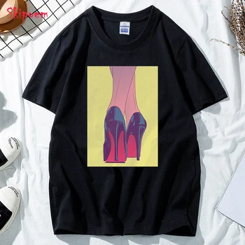 Seksualus Aukšti Kulniukai Marškinėliai Moterims Derliaus Korėjos Stiliaus Tumblr Gothic Punk Harajuku Kawaii Estetinės Trumpas Rankovės Drabužių Streetwear - 