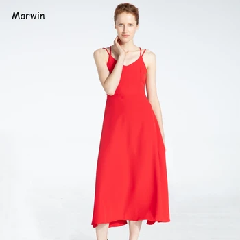 Marwin Naujas-Pavasario Vasaros Atostogų Ilga Suknelė Kryžiaus Spageti Dirželis Atvira Nugara Paplūdimio Stiliaus Kulkšnies Ilgis Moterų Suknelės - 