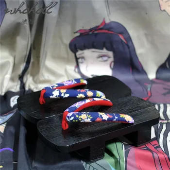 WHOHOLL Japonų medinės šlepetė Vyras moteris Užkemša bateliai, Kimono Geta Cosplay Batai Vasaros šlepetės poroms skaidres Šlepetės - 