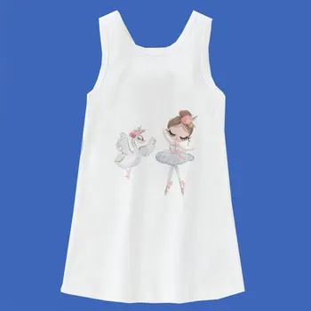 2021 Mergaitės Vasaros Vienaragis Maža Mergaitė Animaciją Princesė Suknelė Suknelės Mergaitėms Rankovių Atsitiktinis Vaikų Drabužiai Vaikams Šalis - 