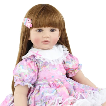 60cm Minkšto Silikono Lėlės Reborn Žaislai Mergina ilgais Plaukais Princesė Bamblys Bebies uzpost Lėlės Vaikas Mados Gimtadienio Dovana - 