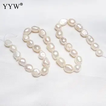 10-11mm Balta Perlų Papuošalai Karoliukai Dirbtiniu būdu išauginti Bulvių Gėlavandenių Perlų Karoliukus, 