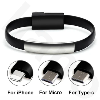 Naujos Apyrankės Micro USB Kabelį, Tipas C USB 8 Pin Duomenis, Krovimo Laidas iPhone 12 XS Max XR X 7 8 6 Micro USB Telefono Kroviklis kabeliai - 