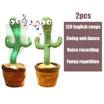 Šokių Kaktusas Garsiakalbis Ankstyvojo Ugdymo Kalbėti Žaislas su 120 daina Kawaii Mielas Minkštas Pliušinis Įrašymo Sūpynės Purtyti Šokių Elektros žaislas - 