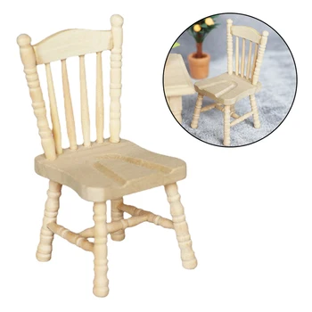 Lėlių namelio Medinės Kėdės 1:12 Nebaigtų Miniatiūrinės Medinės Modelio Kėdės Maža Modelis Baldai už Lėlių namelio Apdaila - 
