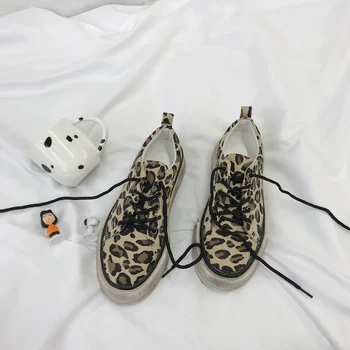 Naujas Moterų Drobė Sportbačiai Moteris Leopardas Spausdinti Mens Atsitiktinis Batai Skate Vežti Sneaker Iš Batų Dizaineris Tenso Feminino - 