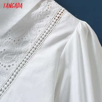 Tangada Moterų Retro Siuvinėjimo Romantišką Baltos Medvilnės Palaidinė Marškinėliai ilgomis Rankovėmis 2021 Elegantiškos Moteriškos Marškinėliai Topai 4T10 - 