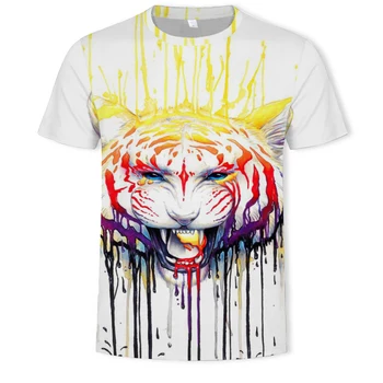 3D spausdinimo moterų ir vyrų T-shirt lauko laisvalaikio kasdien gyvūnų liūtas, tigras vasaros laisvi ir patogūs O-kaklo trumpomis rankovėmis - 
