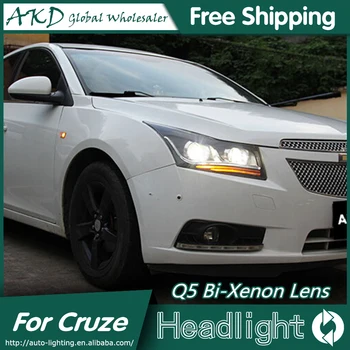 AKD Automobilių Optikos už Chevrolet Cruze Žibintai 2009-m. LED Žibintai DRL Žibintas Q5 Xenon Bi Objektyvas Didelis artimąsias automobilių Stovėjimo aikštelė - 