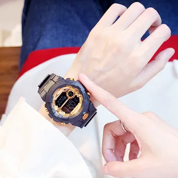Elektroninių Naujoji G Stiliaus Šoko Skaitmeninis Žiūrėti Moterų Sporto Laikrodžiai atsparus Vandeniui atsparus smūgiams Moterų Laikrodis LED Panele Spalvingas Laikrodis - 