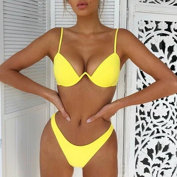 Drop Laivyba Sexy Push Up Unpadded Brazilijos Bikini Rinkinys Moterims 4 Spalvų Tvarstis Bikini Nustatyti maudymosi kostiumėlį e Maudymosi Kostiumėliai - 